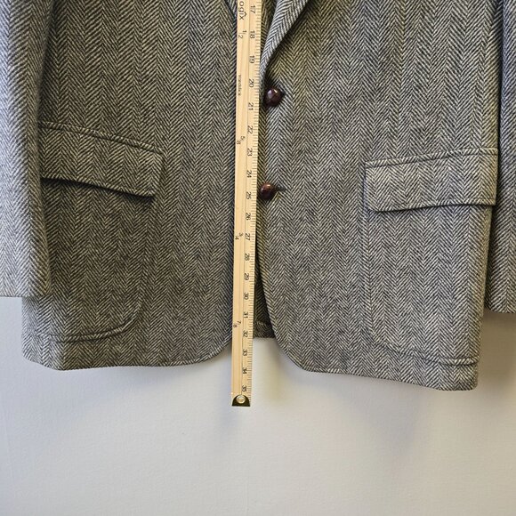 Vintage Sanger Harris Mens Wool Blazer Jacket USA Size 46 Herringbone Preppy Pro - Picture 14 of 16